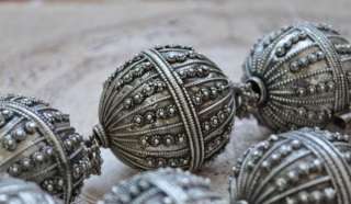 Antique Signed Silver Yemen Yemenite Globe Beads  