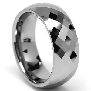 8MM Mens Multi faceted Tungsten Carbide Ring Jewelry