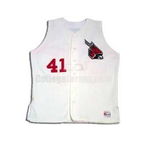 White No. 41 Game Used Ball State Speedline Baseball Jersey (SIZE 42)