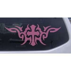 Pink 4.5in X 11.5in    Christian Cross with Tribals Car Window Wall 