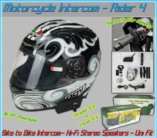   Motorcycle Helmet Intercom Headset 1km Dual Kit 2pc w/ Remote Control