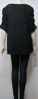 INC international Concepts Ruched Sleeve Top Black 1X  