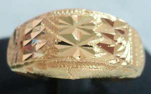 BEAUTIFUL LASER CUT REAL 24K YELLOW GOLD PLATED BRASS SIGNET RING 