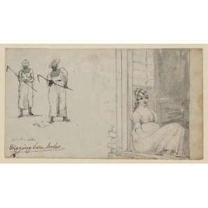   Duchesse woman in window,William Berryman,artist,c1810