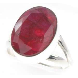    925 Sterling Silver Created RUBY Ring, Size 7, 4.93g Jewelry