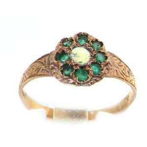 9K Rose Gold Ladies Opal & Emerald Victorian Style Ring   Finger Sizes 