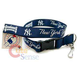 MLB NY Yankees Lanyard Key Chain ID Ticket Holder  Blue  