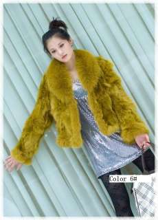 Womens fox fur coat jacket fur clothing 10 color stock  