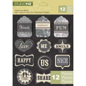  K&Company Studio 112 Dimensional Stickers, Words Arts 