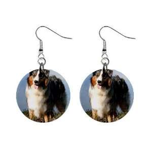    Australian Shepherd2 Button Earrings A0023 