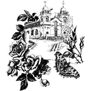  LaBlanche Silicone Stamp 3.8X4.5 Church With Roses Arts 