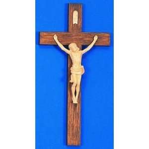  12 wood grain resin wall crucifix 