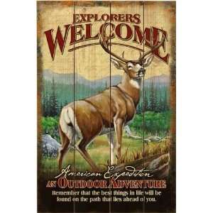  American Expedition Wooden Welcome Sign Mule Deer Patio 