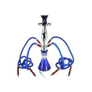   HOSE 20 INCH BLUE HAND PAINTED TIGER HOOKAH   NEW 