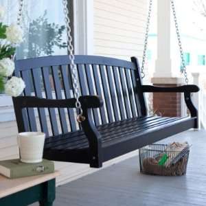   Bay Painted Wood Porch Swing   Black, 5 ft. Patio, Lawn & Garden