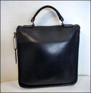 COACH Vintage 80s STATION Black Leather SATCHEL BAG Purse Handbag 