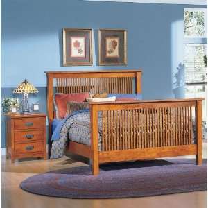   Valley Solid Wood Spindle Bed in Mission Oak Finish Furniture & Decor