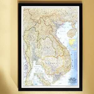   , Cambodia, Laos, and Thailand Map   Brown Frame