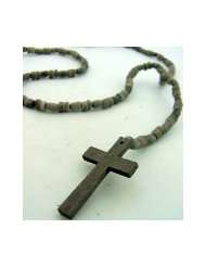 Hip Religious Gray Wood Wooden Cross Necklace Jewelry