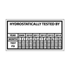 H1  Labels, Hydrostatic Test, 1 3/4X3 1/4, Pressure Sensitive Vinyl 