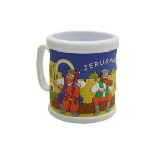  9cm Rubber Mug with Jerusalem and Hassidic Musicians 