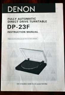 Denon DP 23F DP23F Turntable Owners Manual*Original*  