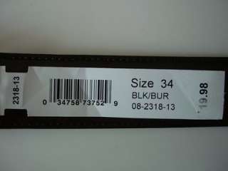 2318 13 Reversible Black Burgundy Mens Leather Belts 1 1/8 Wide Size 