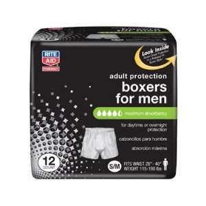 Rite Aid Protective Boxers For Men, Maximum Absorbency, Small/Medium 