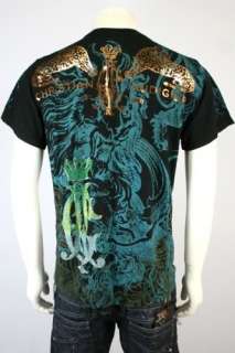 New Christian Audigier Lion Patches Stones T Shirt Tee  