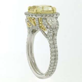 50ct Fancy Yellow Cushion Cut Diamond Engagement Ring  