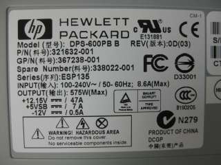 HP Compaq ProLiant DL380 power supply DPS 600PB 321632  