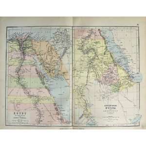  1885 Map Egypt Arabia Petraea Nubia Abyssinia Red Sea 