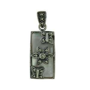   Marcasite layout on top Pendant 16 inches Chain Silver Empire Jewelry