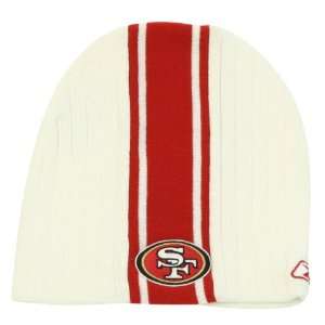   49ers Center Stripe Winter Knit Beanie Hat   White