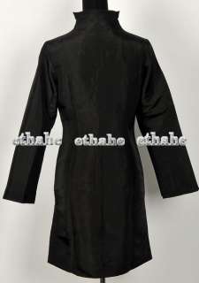 Womens Reversible Full Length Jacket Blazer Slim Coat Black/Green M/Sz 