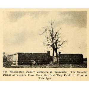  1923 Print Washington Family Cemetery Wakefield Plot 