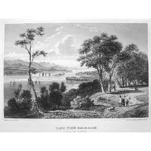 HUDSON RIVER View from Hydepark New York State   Civil War Era Antique 