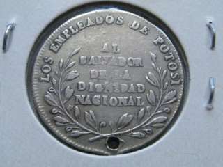 1854 Bolivia. Silver Comm. Imp. City of Potosi. Scarce  