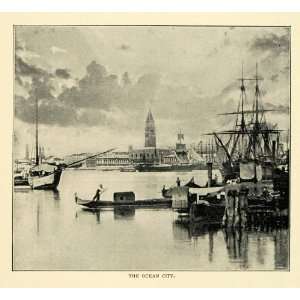  1901 Print Ocean City Venice Italy Waterway Ships Gondolas 