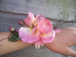 Pink Orchid Flower Prom Wedding Bracelet Wrist Corsage  