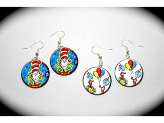 Dr Seuss Thing 1 and Thing 2 Party 2 pairs of charm EARRINGS  