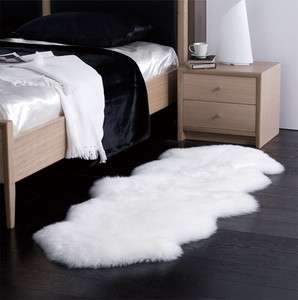   Sheepskin Area Rug Modern Shag Carpet Sheep Skin White Double 2x5 2x6