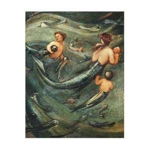 Mermaids In The Deep by Sir Edward Burne Jones. size 21 inches width 