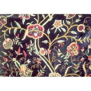  Crewel Fabric Lotus Classic Black Cotton Viscose Velvet 