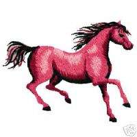 Pink Running Horse Patch Embroidery Applique iron sew  