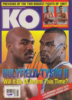 MIKE TYSON w/ Holyfield Signed Boxing Magazine PSA/DNA  