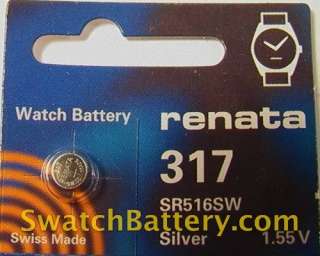 Renata 317  SR516SW Watch Battery Swatch Skin  