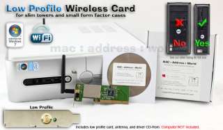 Dell Inspiron 560s 580s 620s Low Profile PCI Wireless Card Wifi SFF 