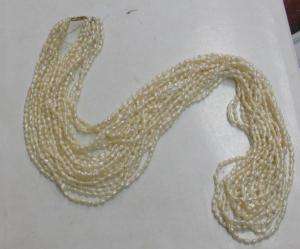 Estate 10 Strand Freshwater Pearls 32 inch 14k Necklace  