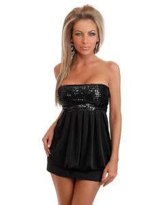 SEQUIN ELASTIC TOP TUBE DRESS CLUB WEAR One Size Fits Most  